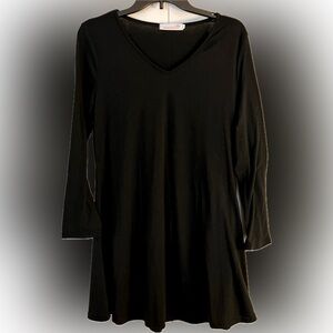 Mokingtop Black A-Line Tunic Dress, V-Neck, Size L, NWOT